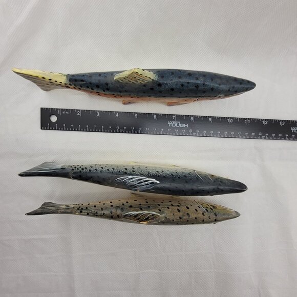 3 Wooden Fishes Realistic Painted Wood Fish Art Decor Display Sculpture Man Cave - Picture 5 of 15